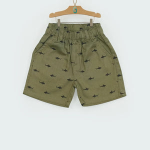 Short green  Twill - Black Fish Printed-28052