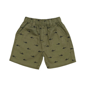 Short green  Twill - Black Fish Printed-28052