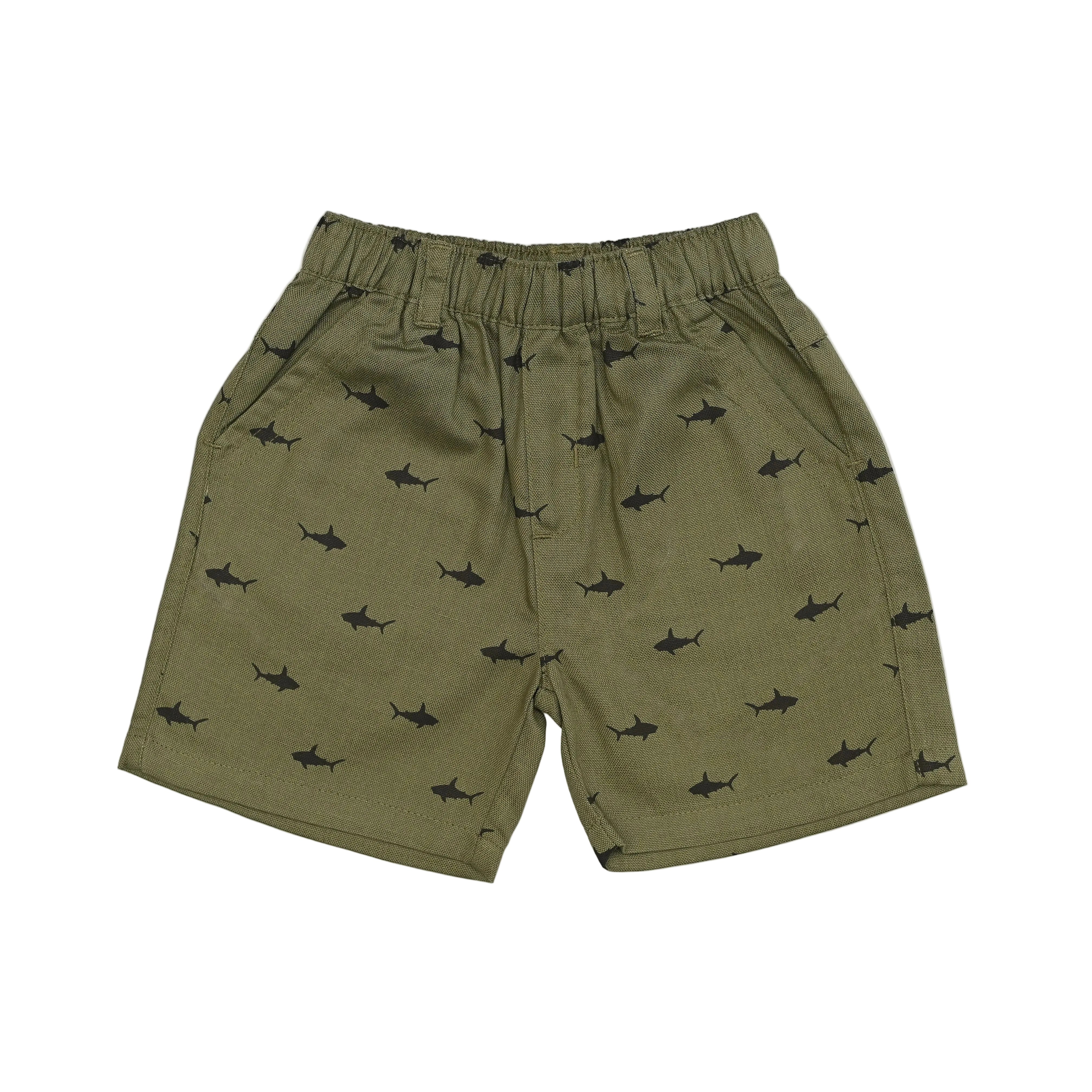 Short green  Twill - Black Fish Printed-28052