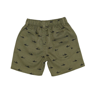 Short green  Twill - Black Fish Printed-28052