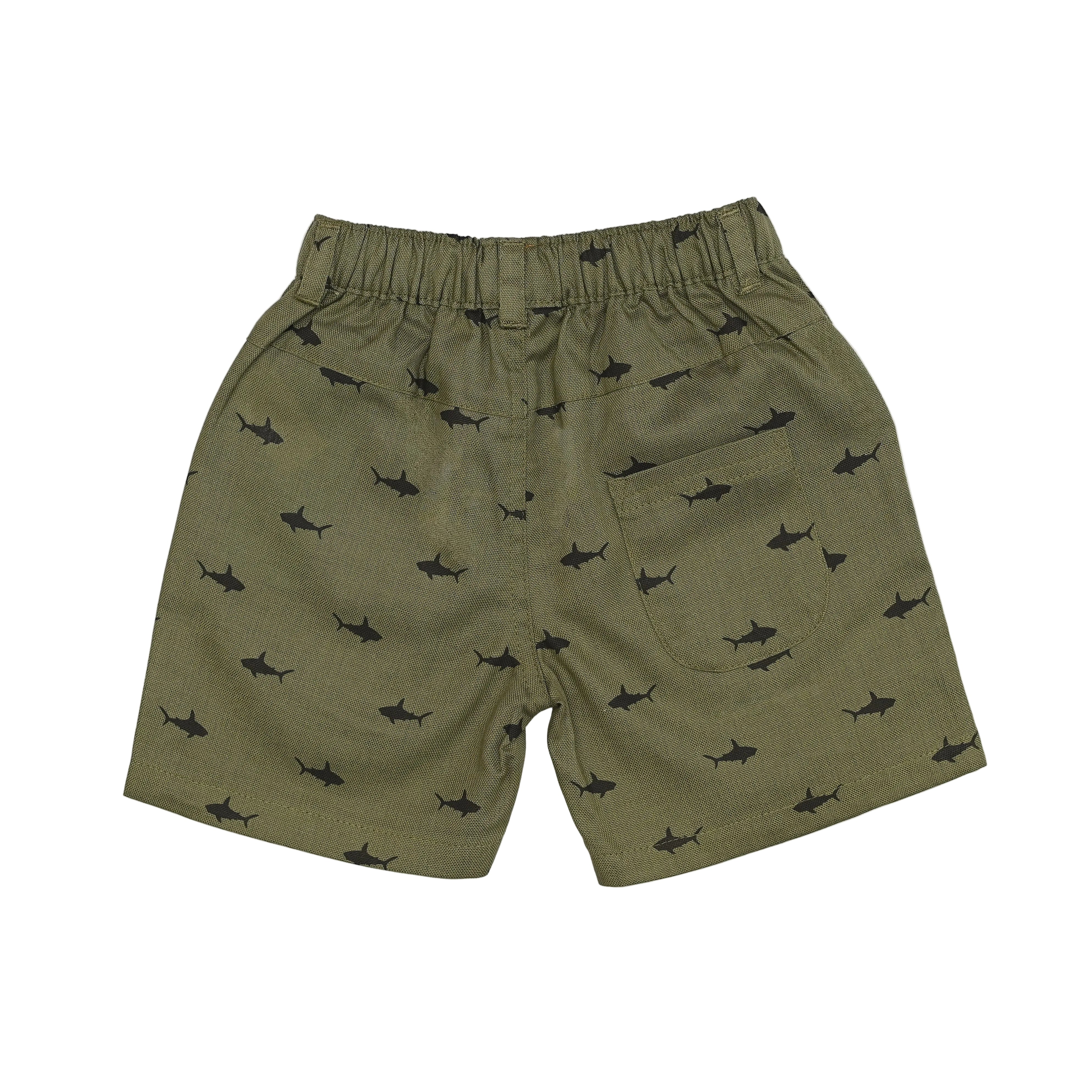 Short green  Twill - Black Fish Printed-28052